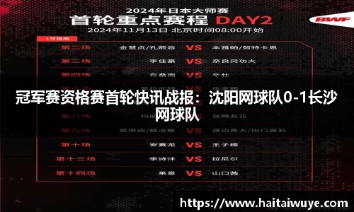 冠军赛资格赛首轮快讯战报：沈阳网球队0-1长沙网球队